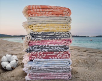 Toallas de playa de algodón turco tejidas a mano, ligeras, de secado rápido y vibrantes, estilo peshtemal para despedidas de soltera y regalos de dama de honor para hermanas.