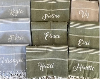 Personalized Name Beach Towel, Custom Cotton Beach Towel with Monogram, Custom Bride Beach Bridal Towel, Creative Anniversary Gifts