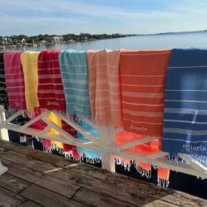 Turkish Towel, Personalized Gift, 40x70&quot; Custom Beach Towel, Bridesmaid Gift, Wedding Towel, Gift for Her, Beach Gift, Bridal Shower Gift