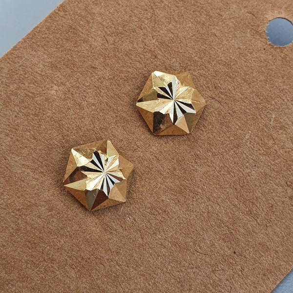 Vintage 9ct Gold Diamond-Cut Stud Earrings