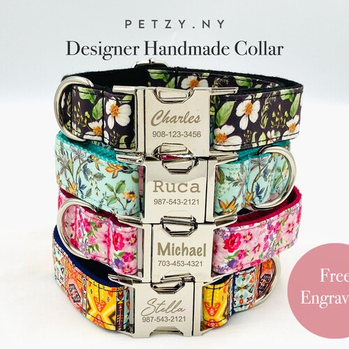 Multiple Colour Corduroy Personalise Dog Collar Leash Set With Etsy