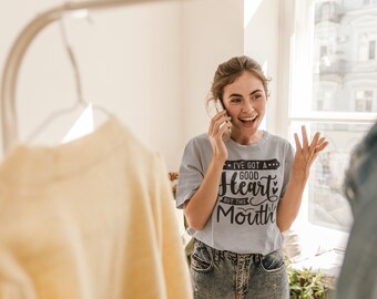 Camisa divertida, camisa de sarcasmo, diversión, buen corazón, camiseta gráfica divertida, boca