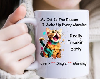 Cute Cat Mug, Cat Lover Gift, Novelty Cat Mug, Crazy Cat Lady, Furry Friend, Cat Mom, Cat Dad, Morning Coffee