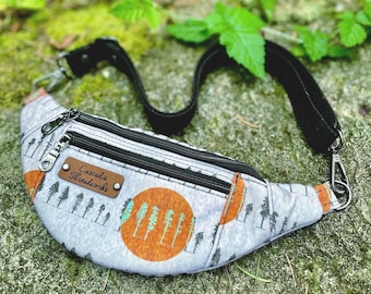 Riñonera, bolso bandolera (varios tamaños) - árboles y sol, lona reciclada