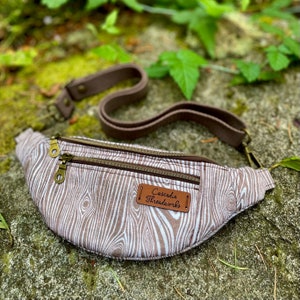 Fanny Pack, Sling Bag (multiple sizes) - woodgrain, recycled canvas