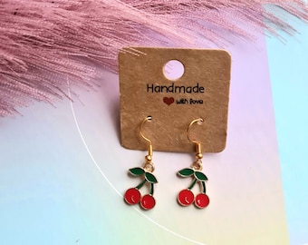 Cherry Drop Earrings, Fun Y2K Jewelry