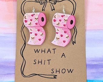 What a shit show Meme acrylic earrings funny,quirky and maximalist statement earrings.