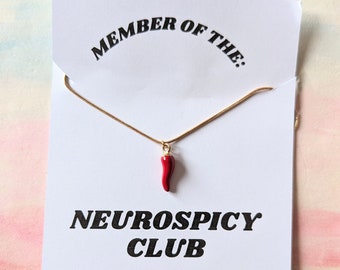 Autism Necklace,Neurospicy funny,Autism Jewellery,Neurodivergent,Neurospicy girly gift,autism diagnosis,tism,Neurospicy,Chilli,tism club