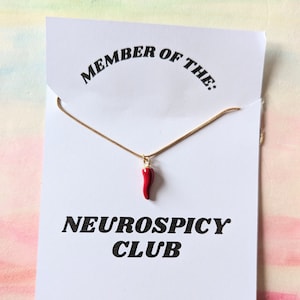 Naszyjnik autyzmu, Neurospicy zabawny, Biżuteria autyzmu, Neurodivergent, Neurospicy dziewczęcy prezent, diagnoza autyzmu, tism, Neurospicy, Chilli, klub tism