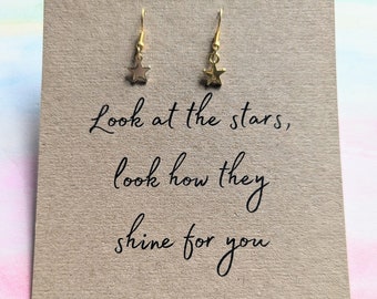 Pendientes de estrella dorada, Pendientes Cold Play, Mira las estrellas, brilla para ti, Regalos hechos a mano, Joyas hechas a mano, Chris