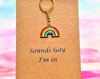 Pride Keychain,Sounds Gay I&#39;m In, Pride Gift, Rainbow Keychain, Queer Keyring,Gay Keyring, Sentimental Keychain,Love is Love, Rainbow gifts
