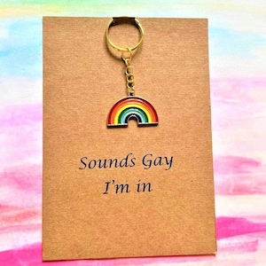 Pride Keychain,Sounds Gay I&#39;m In, Pride Gift, Rainbow Keychain, Queer Keyring,Gay Keyring, Sentimental Keychain,Love is Love, Rainbow gifts