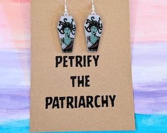 Medusa Acrylic Earrings, Petrify the Patriarchy Feminist Statement Jewelry