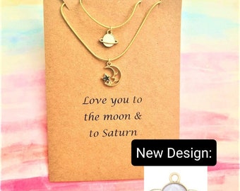 Saturn Necklace,Moon Necklace, Love you to the moon necklace, Taylor, Taylor Necklace, Planet Necklace, Swifit, Swifit,Handmade Gifts,Taytay