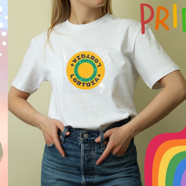 Gay Tshirt,Pride Tshirt,Queer Tshirt, LGBTQ Tshirt,Love is Love,Vinyl Record,Pride Tshirt,Pride Clothing,Pride Gift,Coming Out,Queer Owned