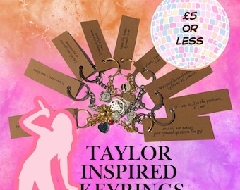 Taylor inspired keyrings- 10 to choose from. all with lyrics and Taylor inspired charms on keychains,Taylor stocking fillers,Era Keyring,Tay