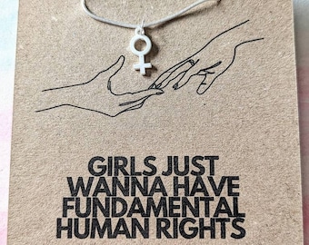 Girls just wanna have fundamental human rights, Feminist Necklace, Venus Necklace, Feminist Necklace,Female Symbol Necklace,Feminist Gifts
