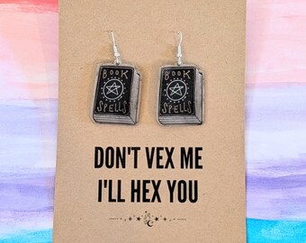 Book of Spells acrylic earrings,witch earrings,witchy vibe