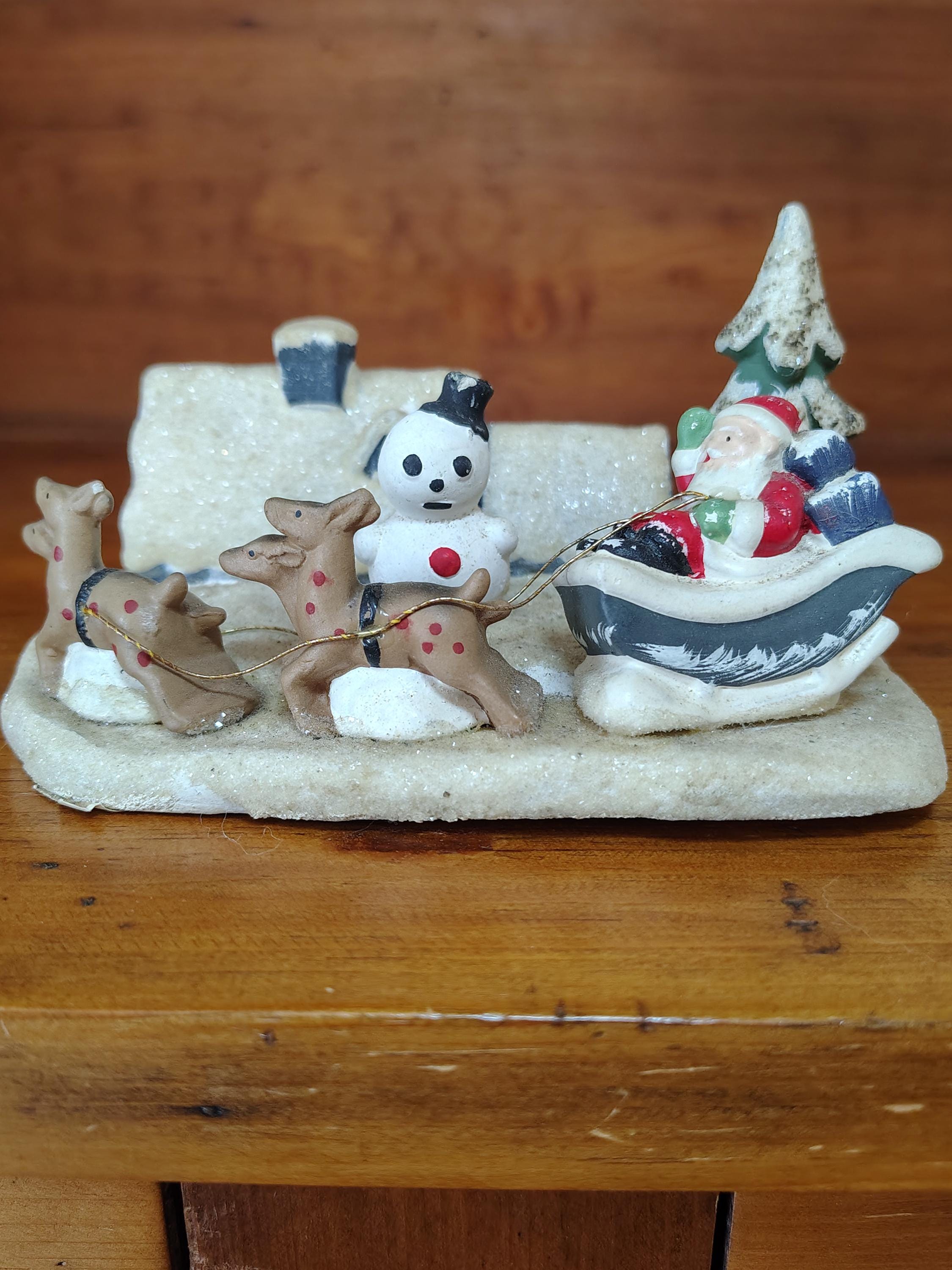 Vintage Japan Santa Sleigh Reindeer Figurines - Etsy
