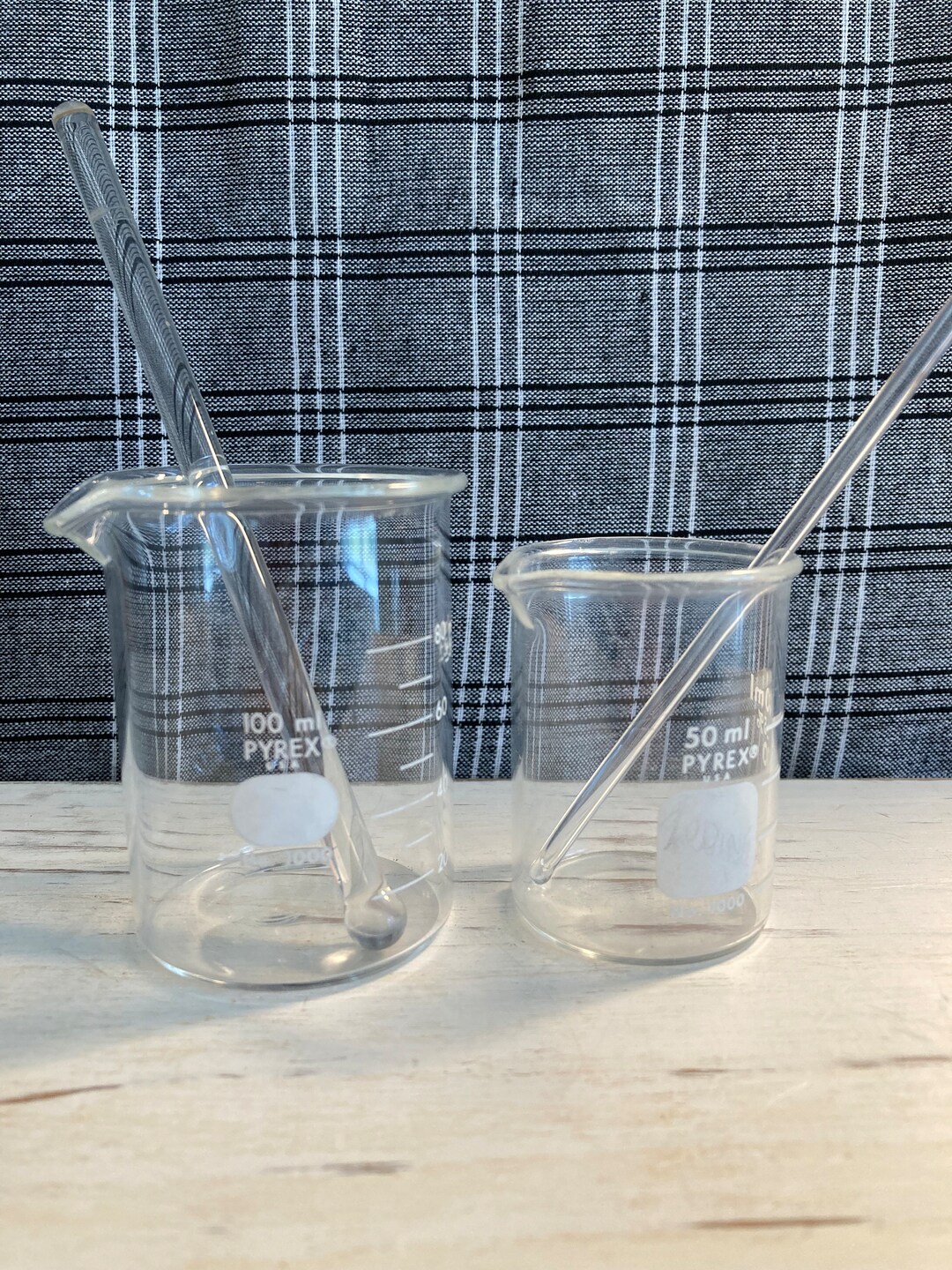 Pyrex Beakers With Glass Stirring Rods Etsy