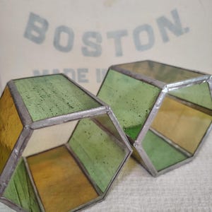 Vintage Leaded Stained Glass Candle Holders image 4
