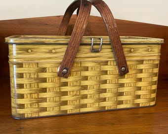 Hard to Find Plaid Metal Nesco Picnic Basket Mid Century Decor - Etsy