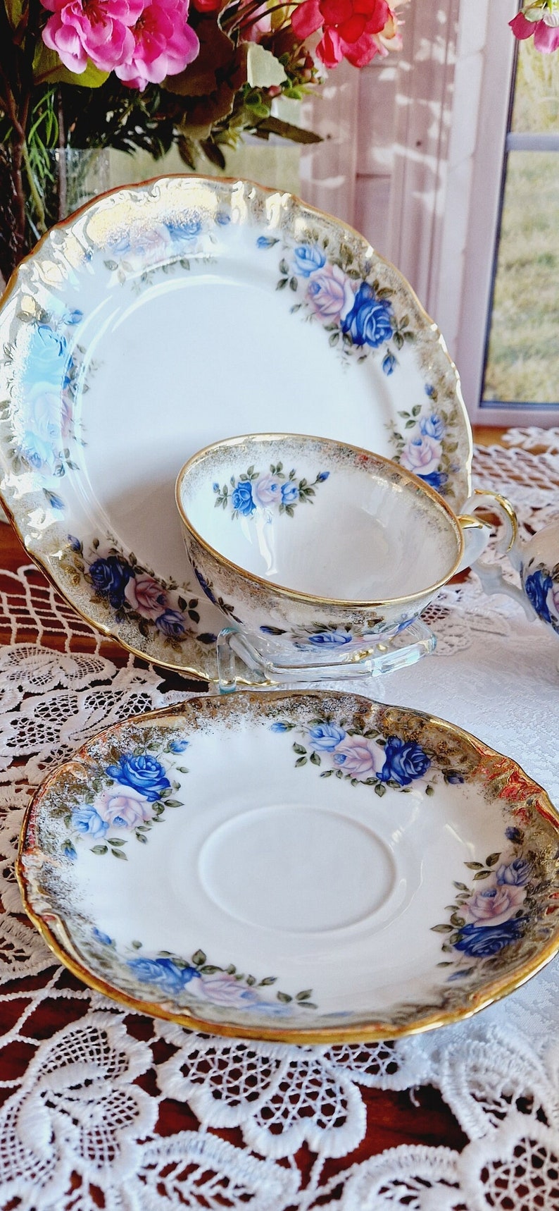 Fanquare 21-tlg. Teeservice Pastell - Porzellan Kaffeeservice Mit Goldrand Für 6 Personen