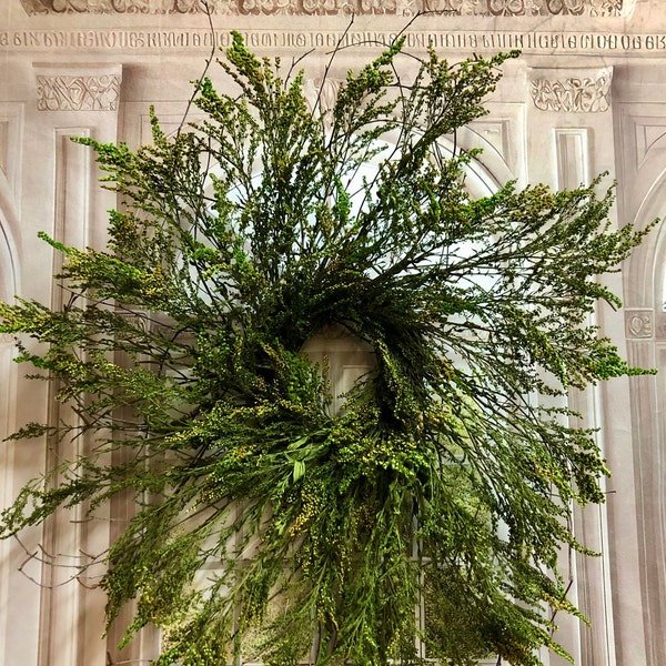 Lg Solidago Wreath, Preserved Wreath, Preserved Real Solidago, Wild Birch Twig Wreath