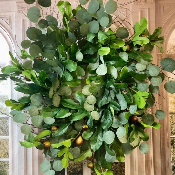 Realistic Fig & Greenery Wreath: Wild Birch Twig, Faux Fig Fruit, All Seasons Door Decor