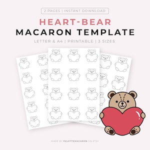 Printable Bear-heart Macaron Template