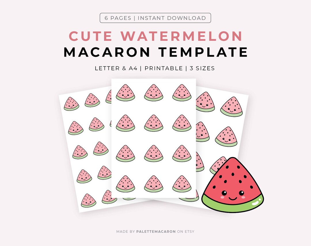 Printable Watermelon Slice Macaron Template Etsy