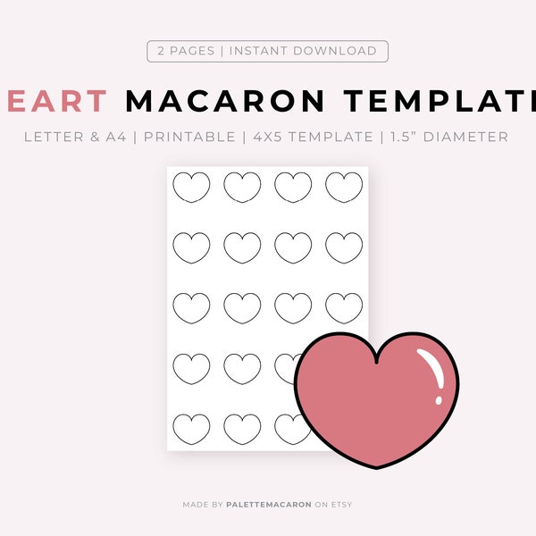 Modèle imprimable de macaron coeur