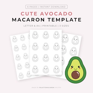Printable Cute Avocado Macaron Template