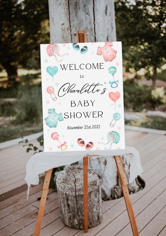 Baby Shower Sign Pink & Blue DIGITAL DOWNLOAD Etsy