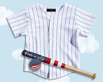 Kids & Youth Pinstripe Baseball Jersey College Sports Team Jersey Size 6 Month to 10 Years  Made in USA