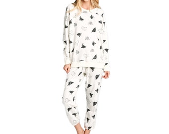 Women's Premium Cotton 2 Piece Sweatsuits Loungewear Pajama Set