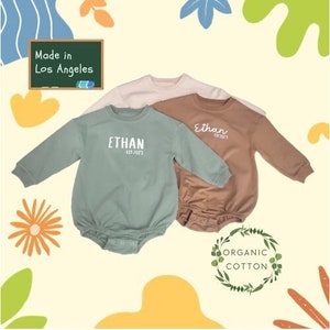 Organic Baby Romper Oversized Onesie - Personalized Cotton Baby Onesie - Custom Baby Clothing - Oversized Baby Outfit - Unique Baby Gift