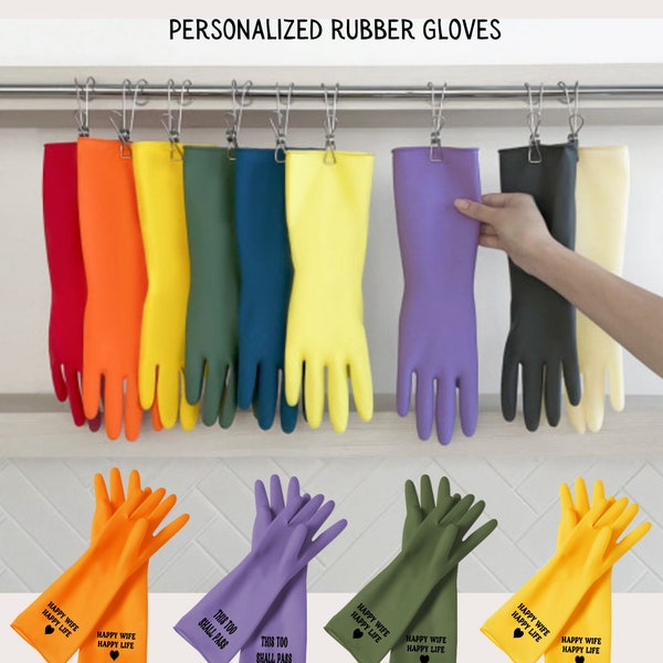 Custom Reusable Cleaning & Dishwashing Gloves | Rubber Gloves | Unique Gift for Housewarming Party | Made in South Korea