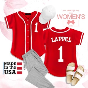 Custom Women&#39;s Baseball Button Down Jersey College Sports Team Uniforms Size S to 2XL  Made in USA