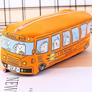 Cute School Bus Pencil Case Large Capacity Canvas Stationery - Etsy