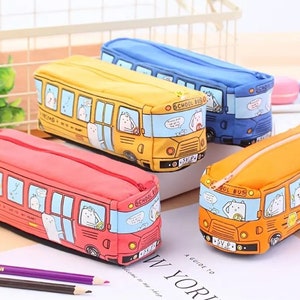 Cute School Bus Pencil Case Large Capacity Canvas Stationery - Etsy