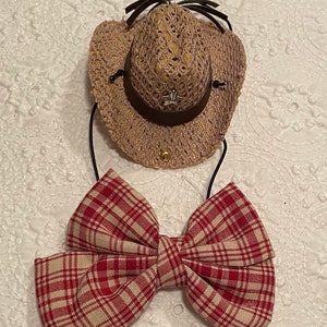 Cute Guinea Pig Cowboy hat and Bow Tie Set - Hat for chooks, parrots, birds, pet rats, rabbits, ferrets, lizards etc