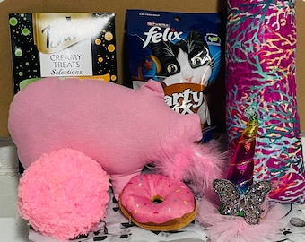 Cat Gift Box: Handmade Catnip Toys, Treats, Party Hat