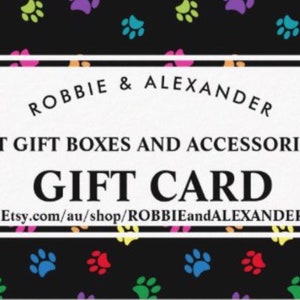 La carte-cadeau officielle Robbie & Alexander - Le cadeau de choix - Bon cadeau pour animal de compagnie pour coffret cadeau, accessoires pour animaux de compagnie, cadeaux sur le thème des chats, chapeaux pour animaux de compagnie