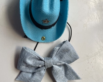Cute Tiny Cowboy Hat for Tiny Pets with matching bow tie - hat for Guinea Pig Hat for Rat Hat for Chooks hat for lizards