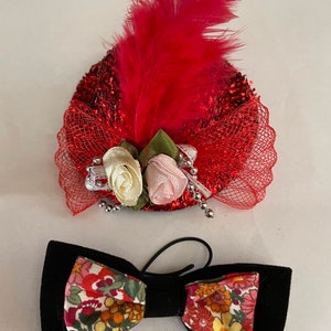 Cute Guinea Pig Small Pet Formal Hat and Bow Tie Set - Hat for Rabbits, Chooks, Lizards, Rats, Ferrets etc. Adorable!