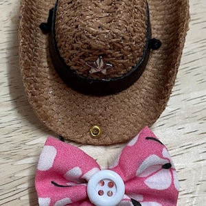 Cute Tiny Guinea Pig Cowboy Hat and tie set - Hat for Chooks, Parrots, Pet Rats, Ferrets, Lizards, Snakes, Rabbits, Roosters etc
