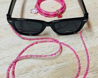 Stunning Handmade Cat Themed Glass Bead Sunglasses Chain with Matching Bracelet Sunglasses Included Cat Lover Gift Summer Cat Jewellery 2024