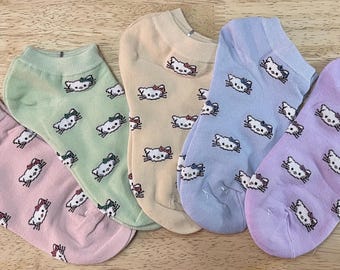 Cat Lover Socks: Ladies' Pastel No Show Socks, Size 6-10
