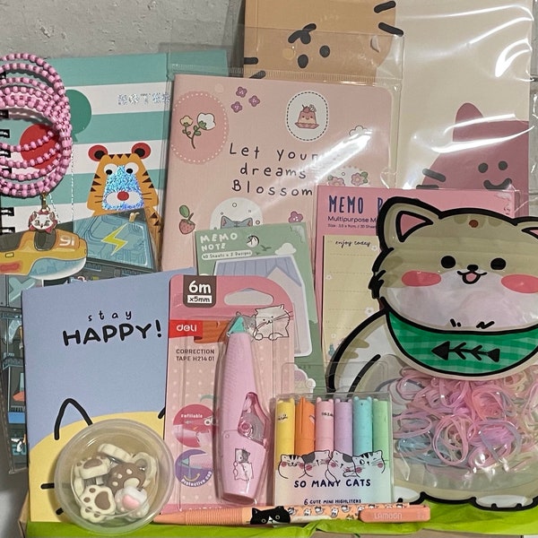 CAT LOVERS Stationary Gift Box Happy Desk Hamper Cat Themed Stationary Gift for Cat Lover Crazy Cat Lady Stationary Box Gift Exchange  2024